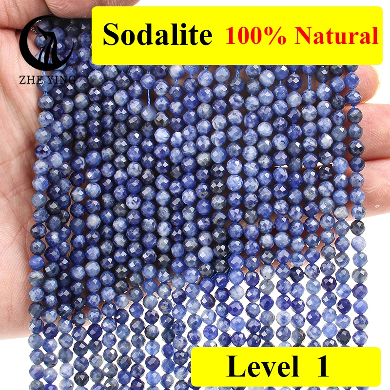 

Zhe Ying 4mm Faceted Sodalite Stone Natural Amazonite Tourmaline Apatite Beads for Needlework DIY Jewellery Making Supplies