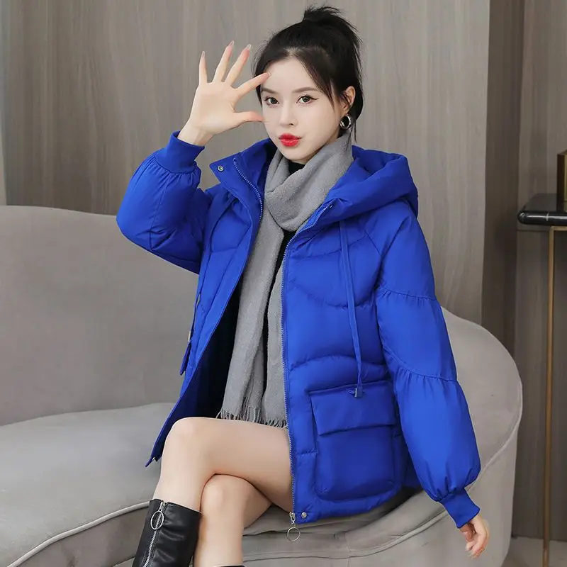 2023 Winter Women Thickening Parkas Coat Fashion Solid Warm Hooded Padded Coat Casual Winter Outwear Jacket Parkas Ladies A03