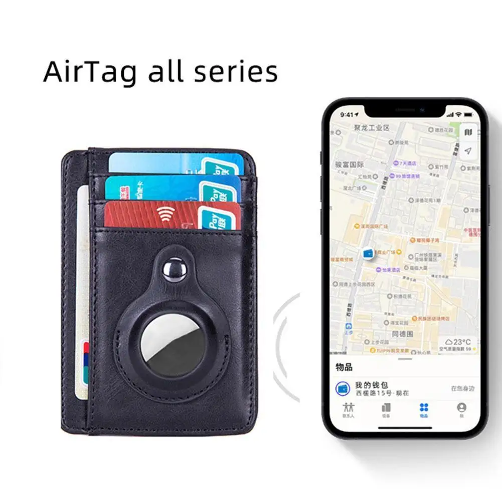 

RFID Anti-theft Card Bags for Women Men PU Leather Wallet Protective Case Shockproof Anti Scratch Shell Cover For AirTags