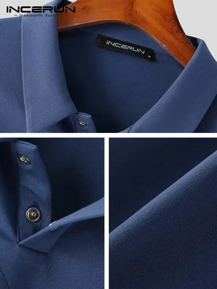 Fashion Casual Style Tops INCERUN New Men's Truncated Solid Simple Irregular Hem Shirts Male Long Sleeve Lapel Blouse S-5XL 2022