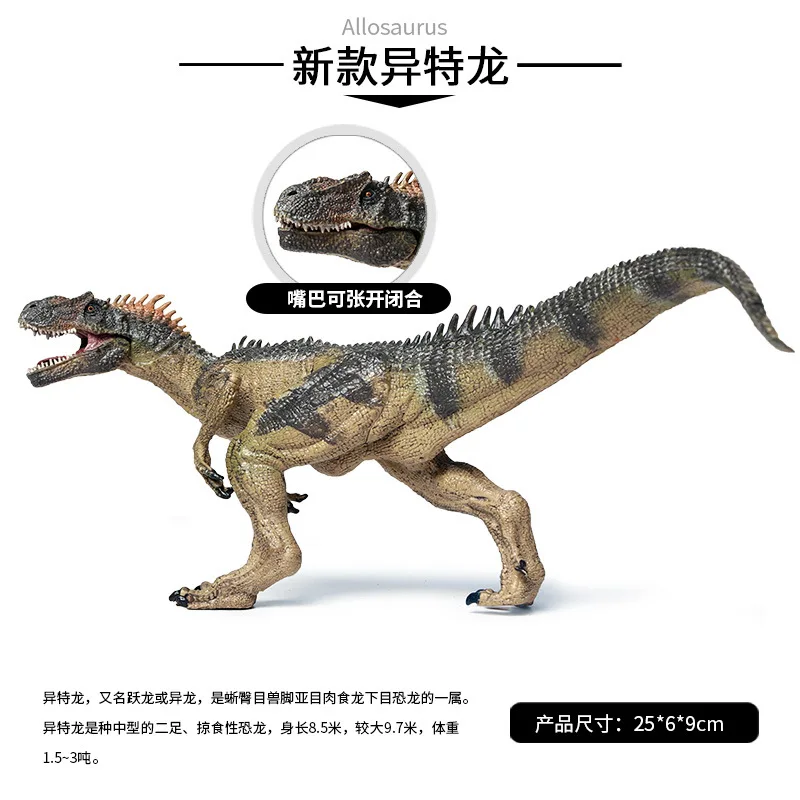 Новый узор 25 см животные Юрского периода динозавр аллозавр однотонная модель