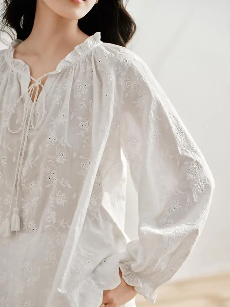 Inman French sle Heavy Industry трехмерная рубашка с цветочной вышивкой осень 2024 женская