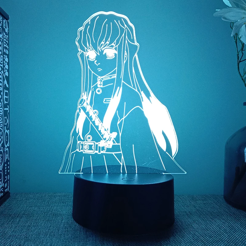 Demon slayer kimetsu no yaiba Tokitou Muichirou Anime Figure 3d Led Night Light For Bedroom Lava Lamp Manga Room Decor