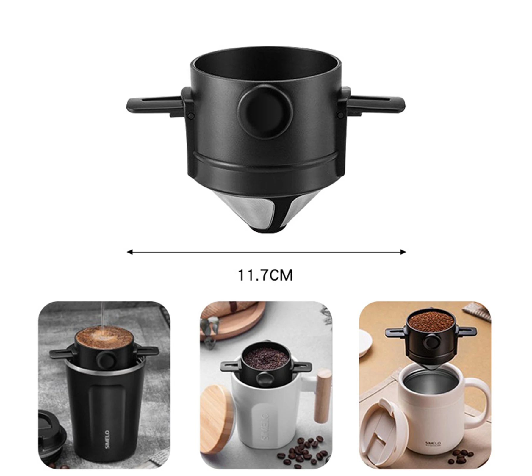 Фильтр для кофе из нержавеющей стали Безбумажная заливка Кофеварка Портативная