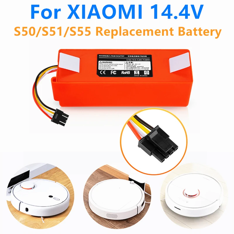 

Robotic Vacuum Cleaner Replacement Battery for Xiaomi Robot Roborock S50 S51 S55 Accessory Spare Parts Li-ion Battery 7800mAh