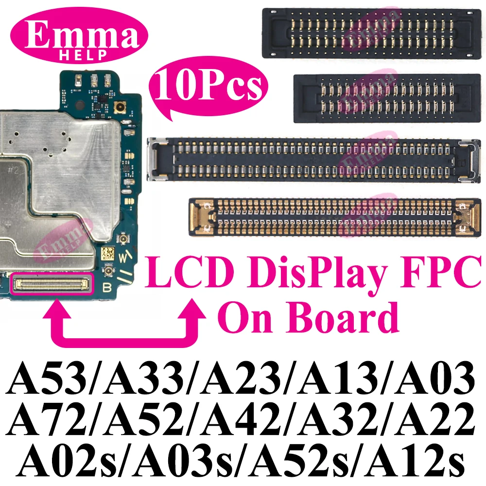 10pcs LCD Display Screen Flex FPC Connector For Samsung Galaxy A52 A53 A72 A33 A32 A23 A22 A13 A12 A03 A02 Plug On Board 78 Pin