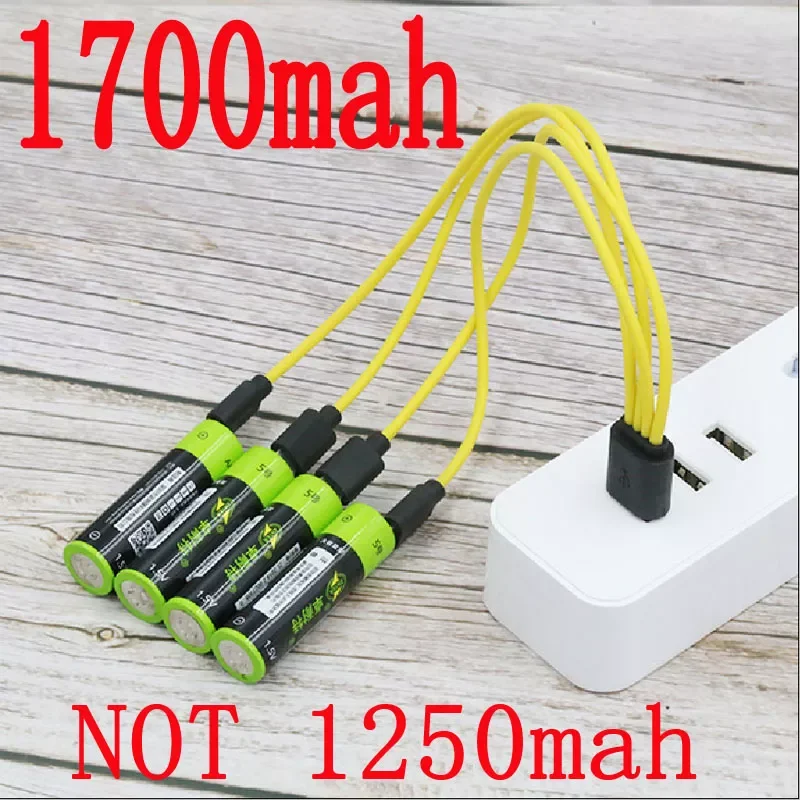 

ZNTER AA 1.5V 1700mah 2550mwh Capacity USB rechargeable lithium usb battery USB cable charge