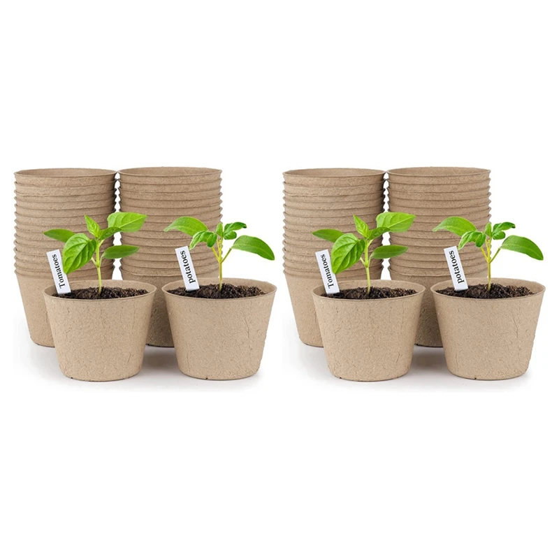 

Peat Pots, 60 Pcs 3 Inch Seed Starting Pots Round Nursery Pot, Biodegradable Plants Pots With Bonus 40 Plant Labels