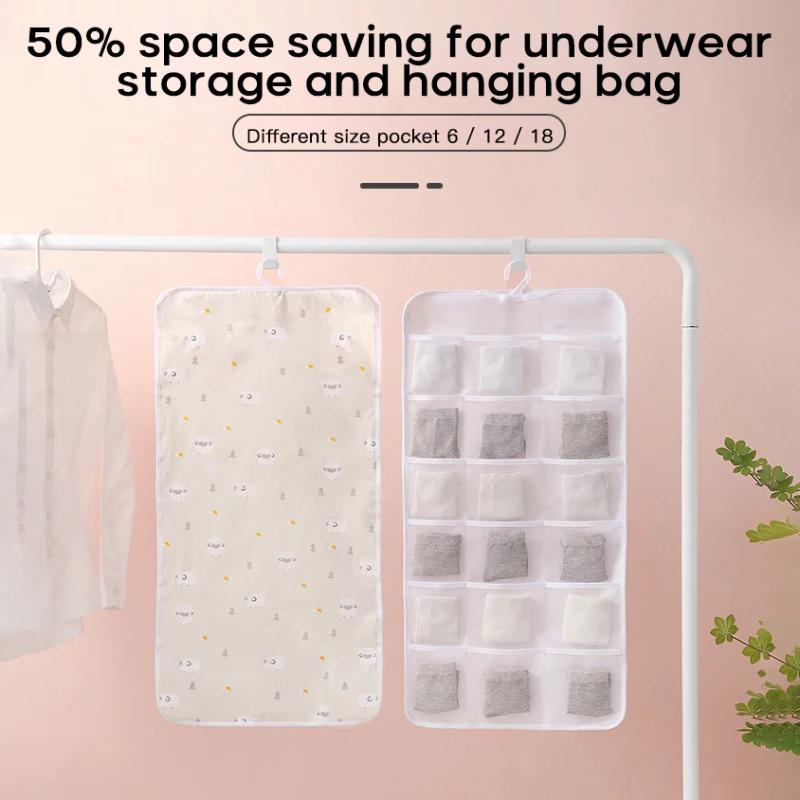 

Multi-layered Foldable Wardrobe Organizer Wall Door Hanging Organiser Bra Underwear Socks Storage Bags Multi Pockets