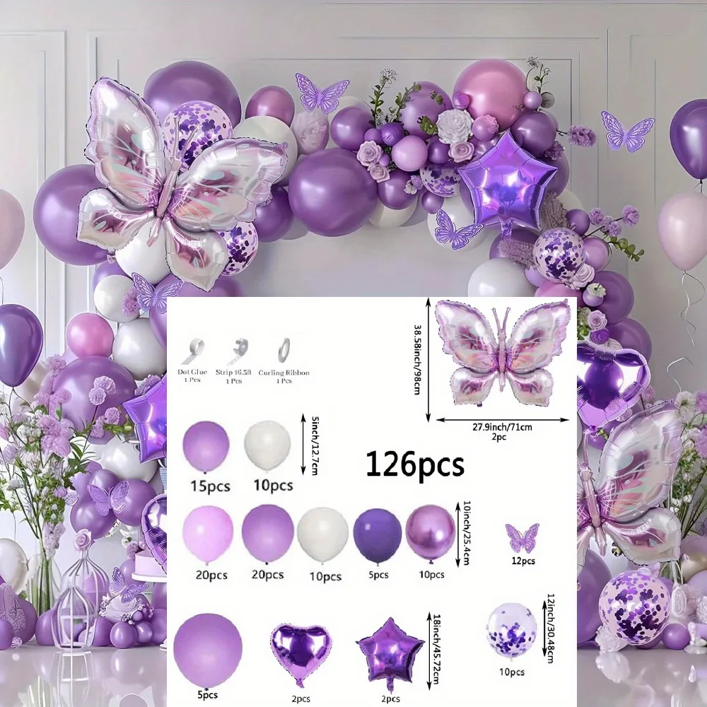 

Фиолетовые воздушные шары-бабочки из фольги - 126 шт.