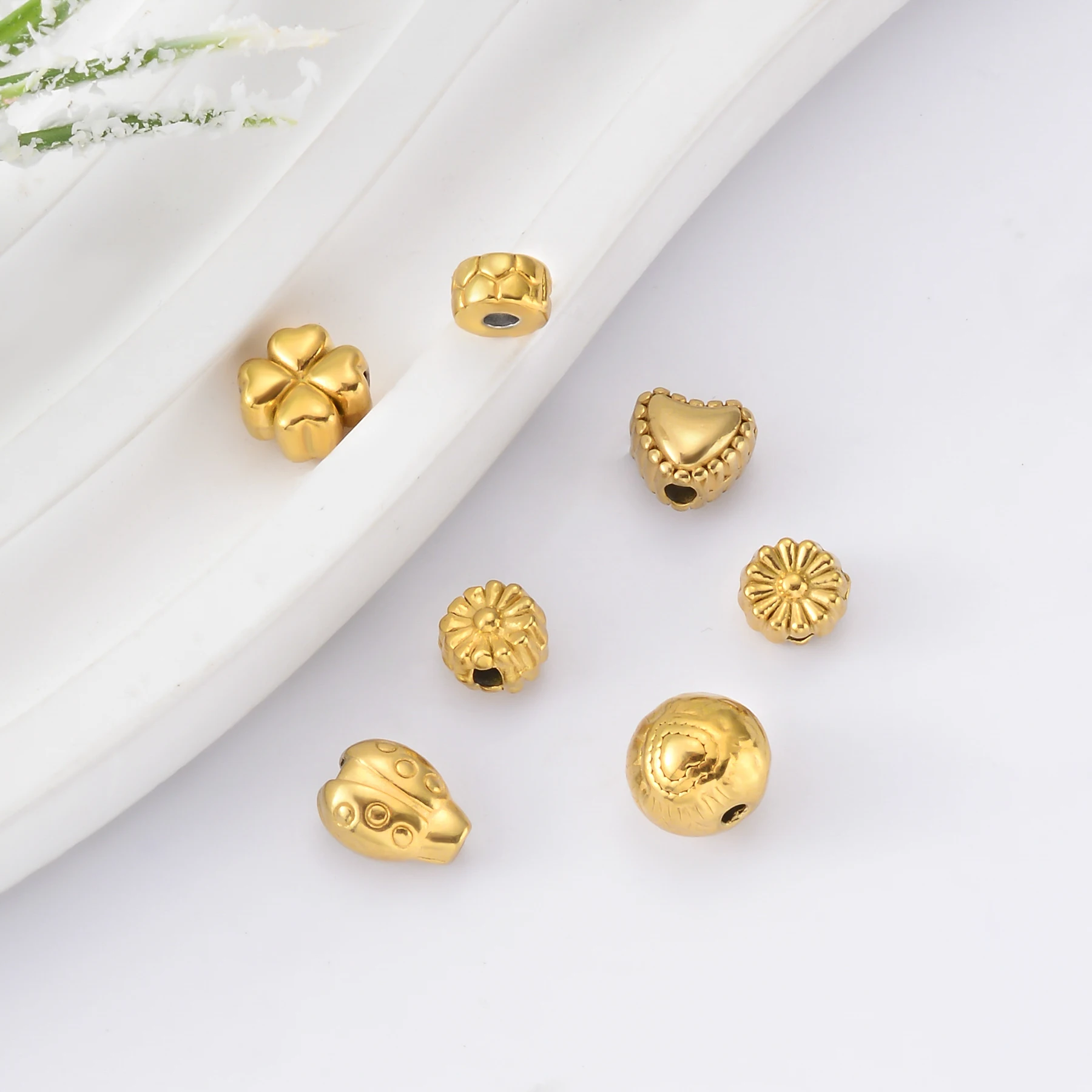 Круглые бусины-разделители из нержавеющей стали 5 шт