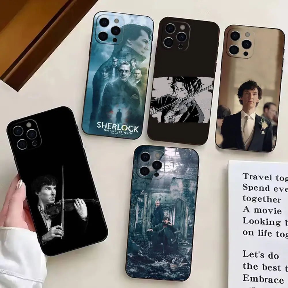 Фото Чехол для телефона S-Sherlock H-Holmes для iPhone 17, 16, 15, 14, 13, 12, 11 Plus, Pro, мягкий силиконовый, черный №1