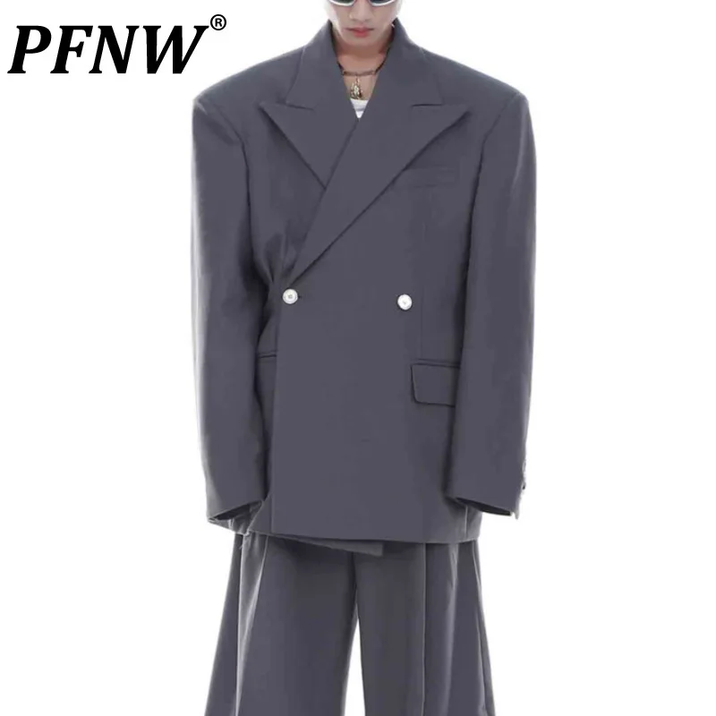 

PFNW Spring Autumn New Men's Niche Twill Shoulder Pad Suit Jackets Loose Silhouette Drape Darkwear Techwear Blazers Coat 12A8297