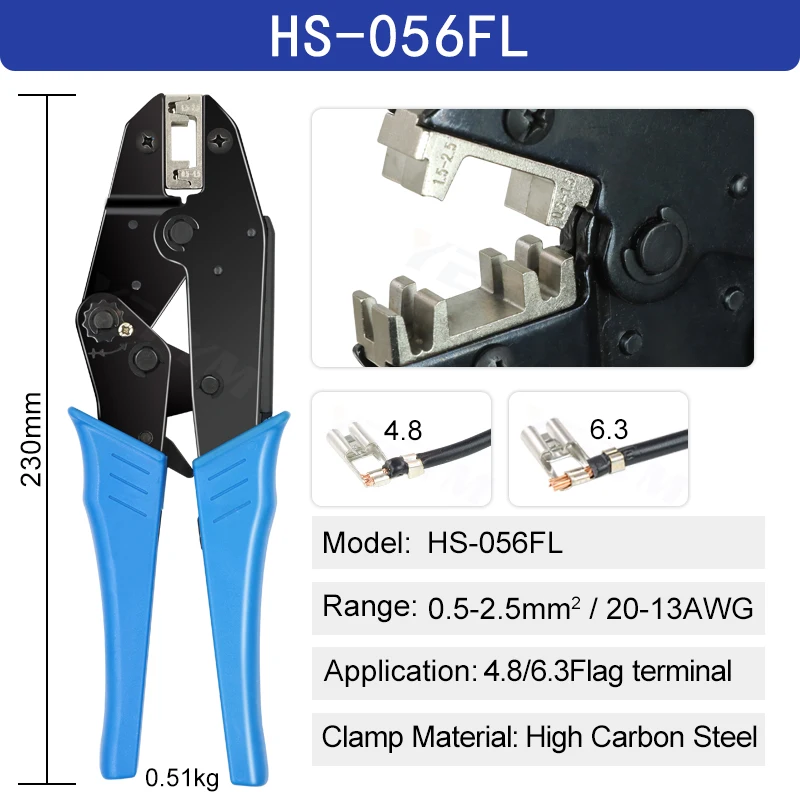 

Изолированные клеммы YEFYM HS-056FL для обжимных клещей 0,5-2,5 мм²
