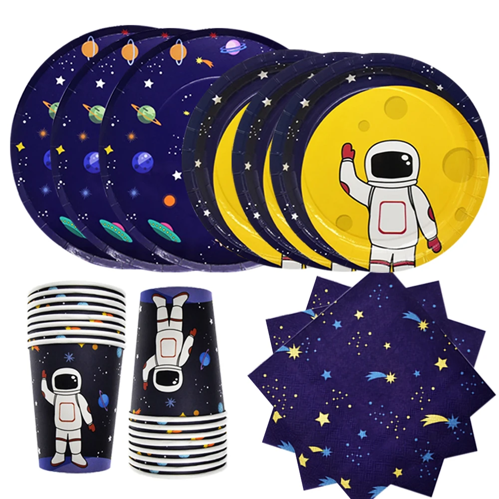 

Астронавт, тема солнечного космоса, одноразовая бумажная тарелка, чашка, соломенная посуда, столовые принадлежности, детский день рождения, детский душ, украшение