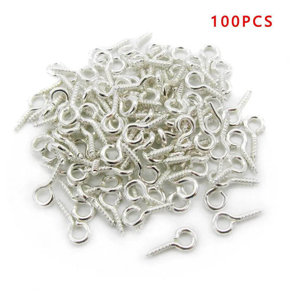 

100pc Small Tiny Mini Eye Pins Eyepins Hooks Eyelets Screw Threaded Gold Silver Clasps Hooks Jewelry Findings For Making DIY