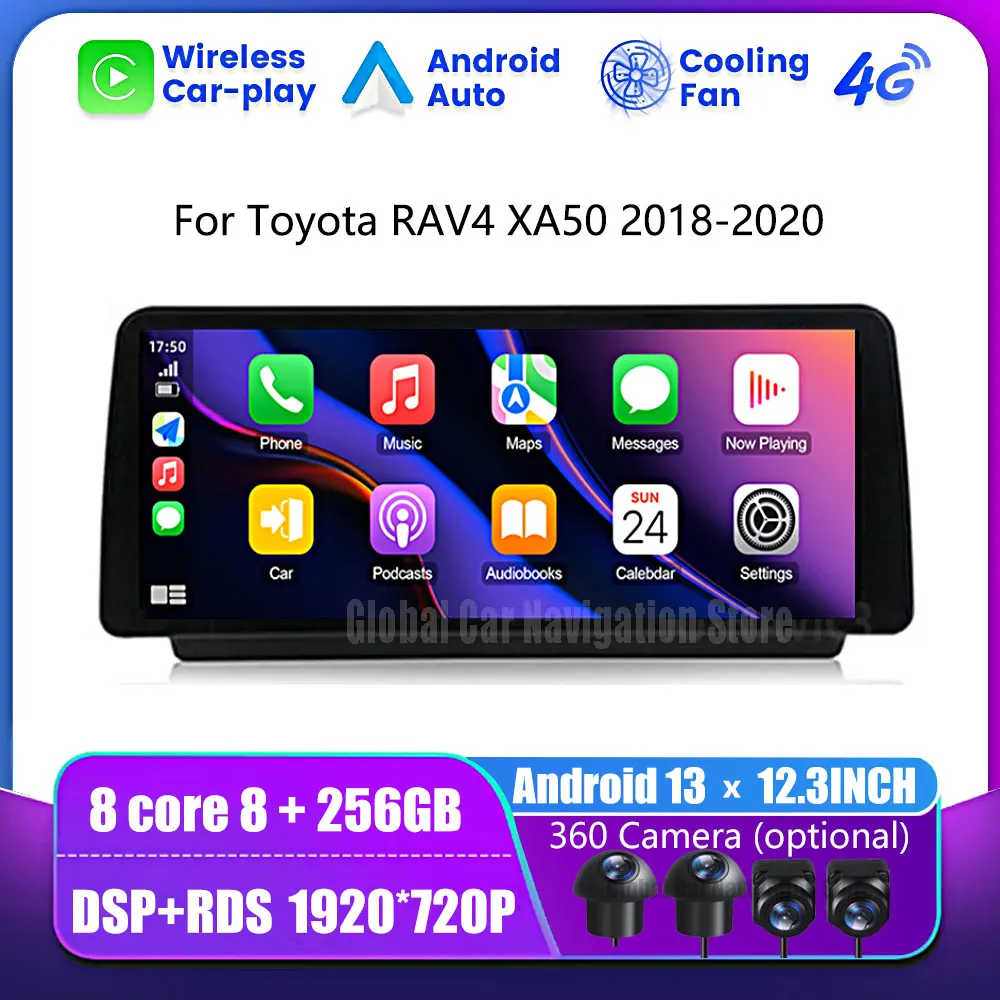 Автомагнитола для Toyota RAV4 XA50 2018-2020 Android 13 сенсорный экран 4G Wi-Fi Автомобильная