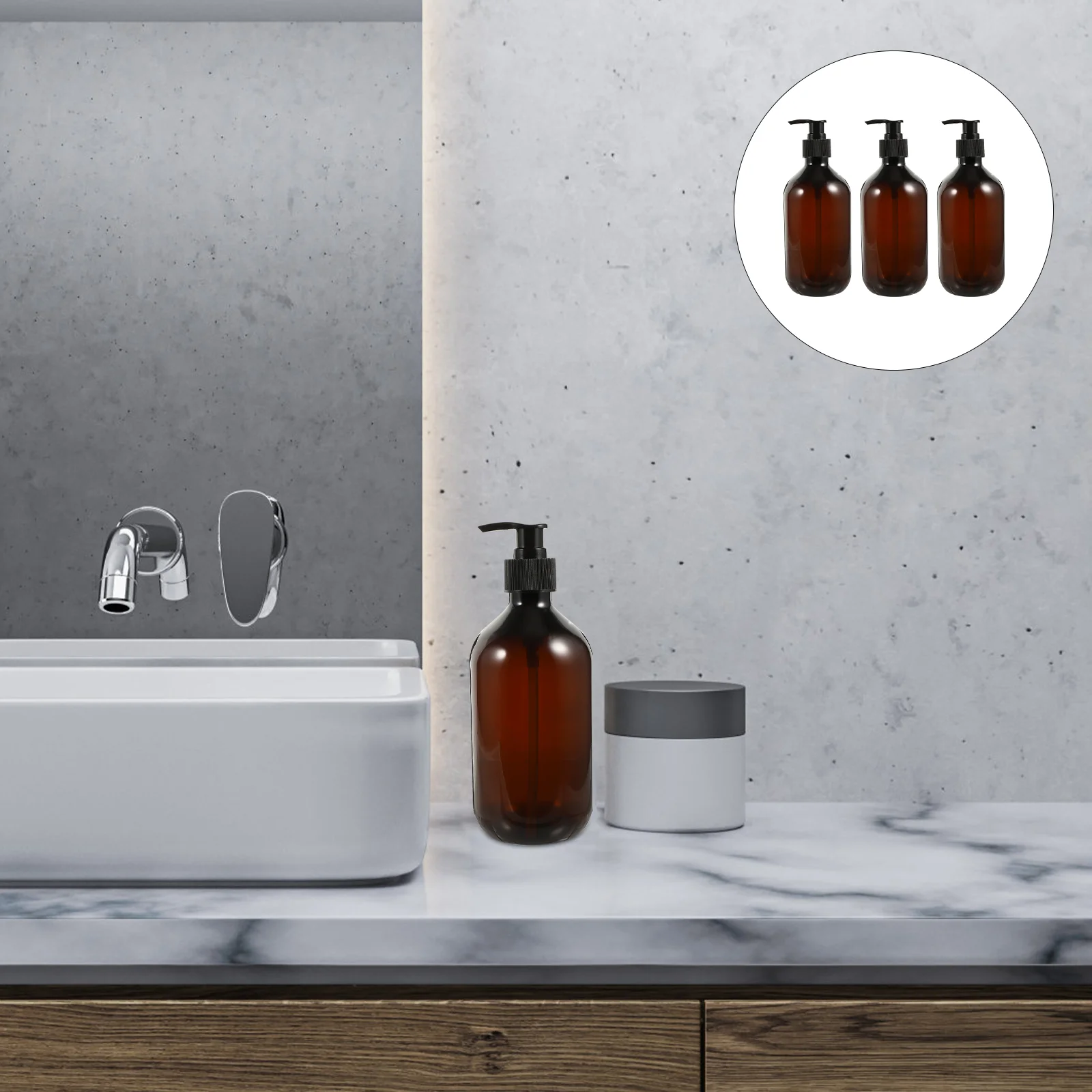 

Pump Bottle Dispenser Shampoo Bottles Refillable Lotion Soap Empty Container Liquid Shower Amber Dispensers Wash Hand Plastic