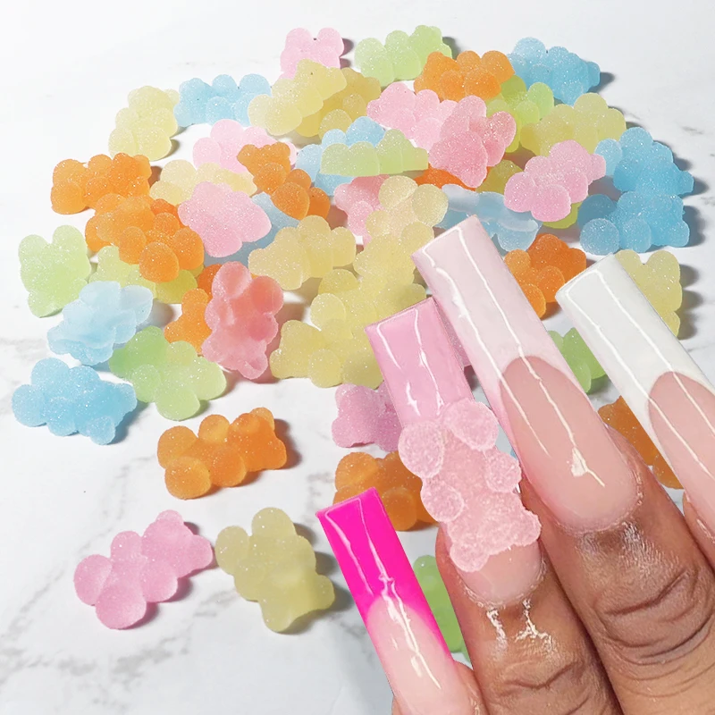 

10pcs Gummy Mini Bear Charms For Nail Design Jelly Cute Sugar Bears Polish UV Gel DIY Manicure Accessories Deco Ongles Nails Art