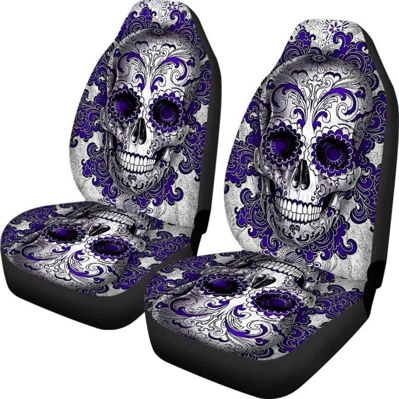 

Skull Front Seat Covers Bohemia Design Car Interior Protector Set Of 2 Universal Fit For Vehicle Sedan And SUV