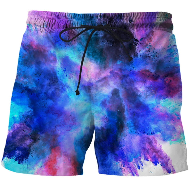 3D Print short pants streetwear casual Speckled tie dye pattern Shorts Summer loose Breathable Mens board shorts beach swimwear