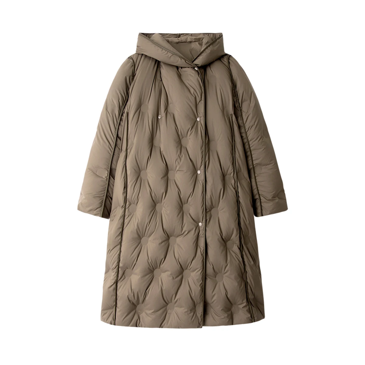 High Quality Loose Hood Long Jackets for Women  90%  White Duck Down  High Street  Covered Button  Wide-waisted  Coat