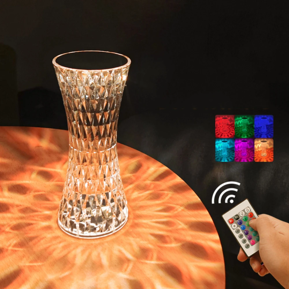

LED Crystal Projection Night Lights USB Rechargeable Touch Control Restaurant Bar Decoration Table Desk Light Bedside Night Lamp