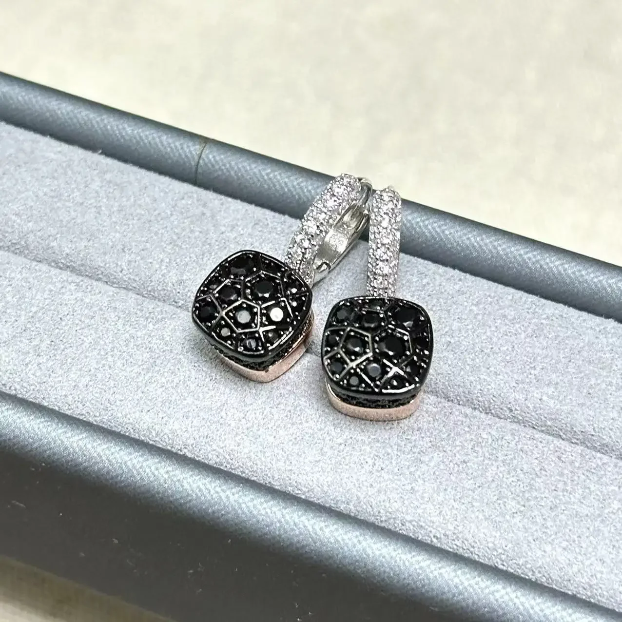 Сотовые серьги 10,6 мм, S925, розовое золото, циркон, золотой, шампанское, зеленый, черный, красный, желтый, серьги-капли для женщин (art.: 3920ca49f2c75) - 3920ca49f2c75