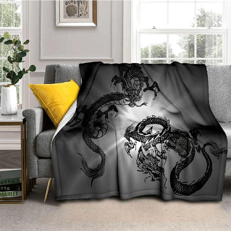 

For Office and Home Travel, Fashion Gift Chinese Dragon Pattern HD Printed Custom Flannel Blanket Thermal Insulation Blanket
