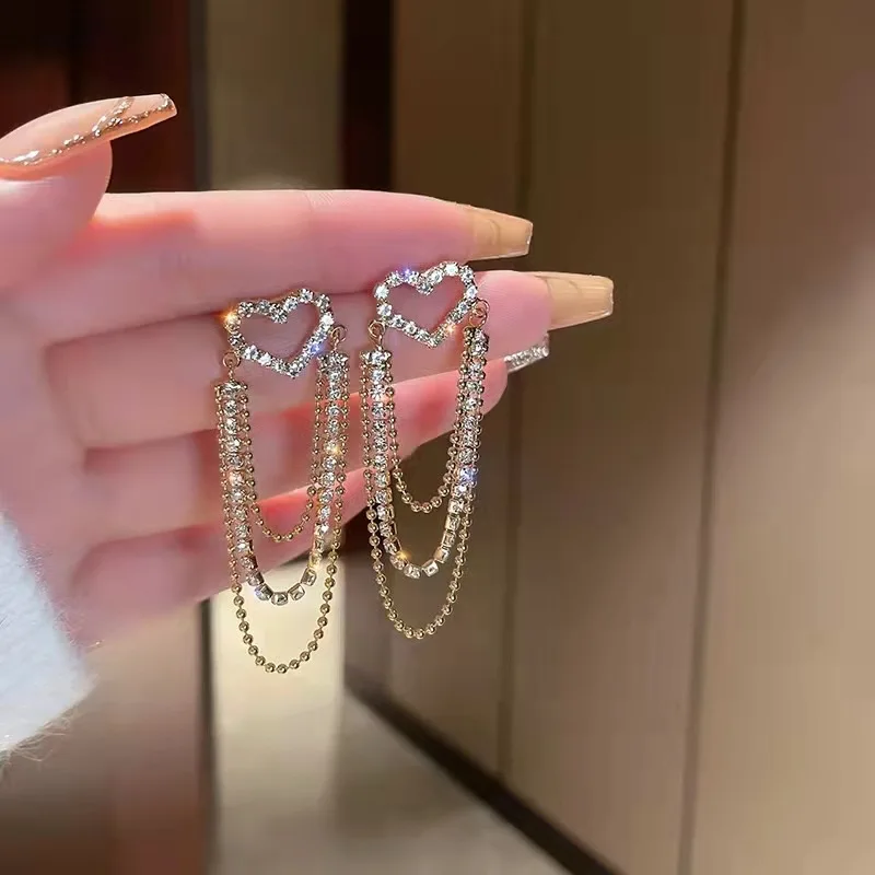 

Elegant Tassel Long Hollow Out Love Earrings For Women Minority Luxury Earrings Korean Fashion Simple Versatile Jewelry Gifts