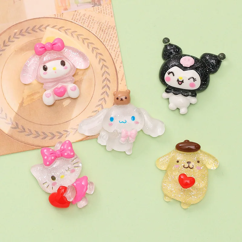 

Kuromi Mymelody Pompompurin Hello Kitty Cinnamoroll Sanrio Kawaii мультфильм милые тонкие мигающие DIY Резиновые аксессуары Аниме подарок для девочек