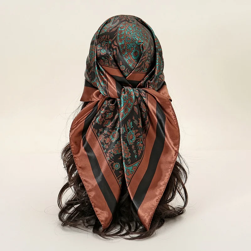 2024 новый квадратный шарф с пейсли-рисунком Шелковый Хиджаб-кешью искусственный