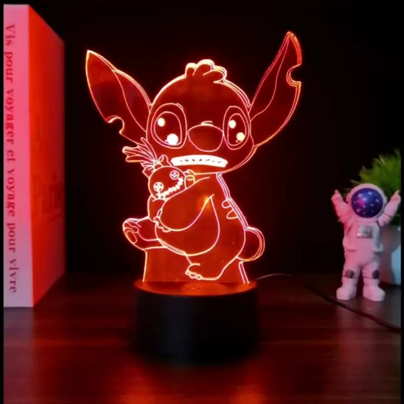 

Disney Lilo & Stitch Led Light Figures Star Baby Usb Colorful Touch Remote Control 3d Desk Lamp Night Light Birthday Gift Kids