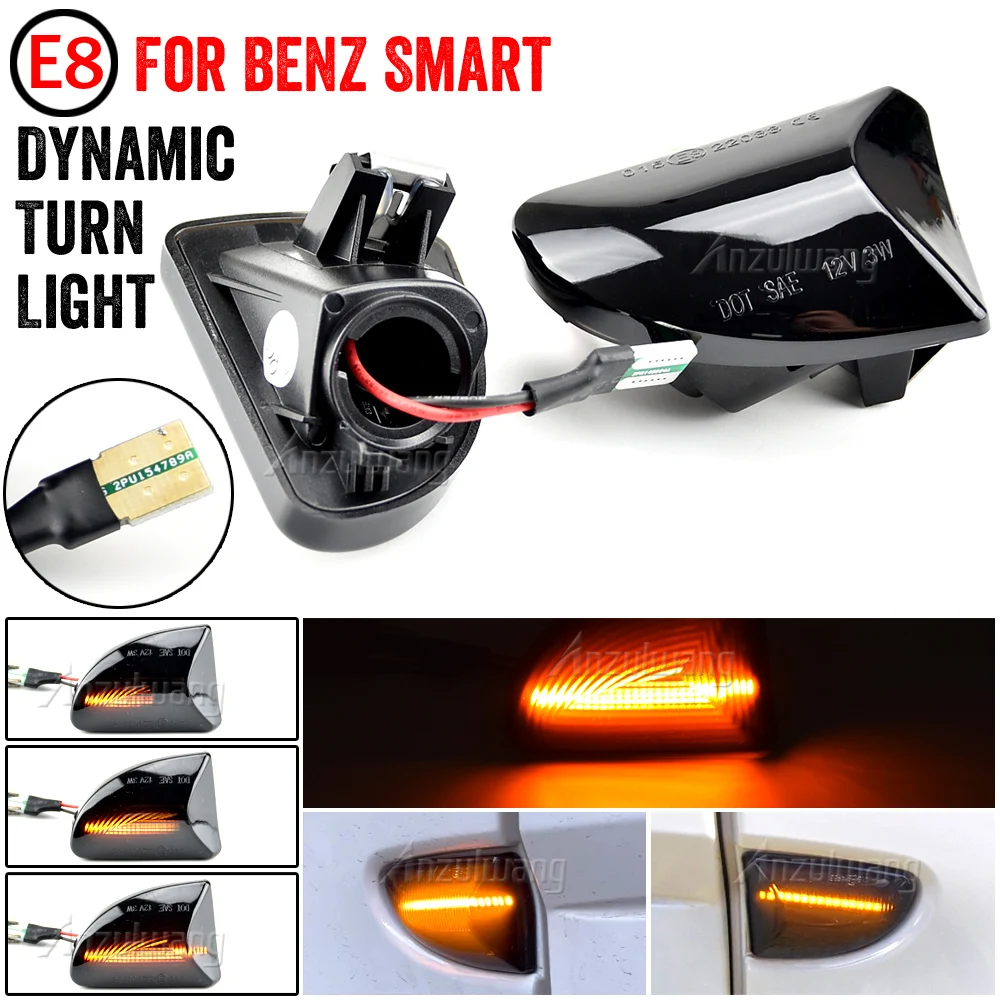 

2pcs For Mercedes Benz Smart Fortwo W451 Coupe Cabrio LED Dynamic Turn Signal Side Marker Light Sequential Blinker