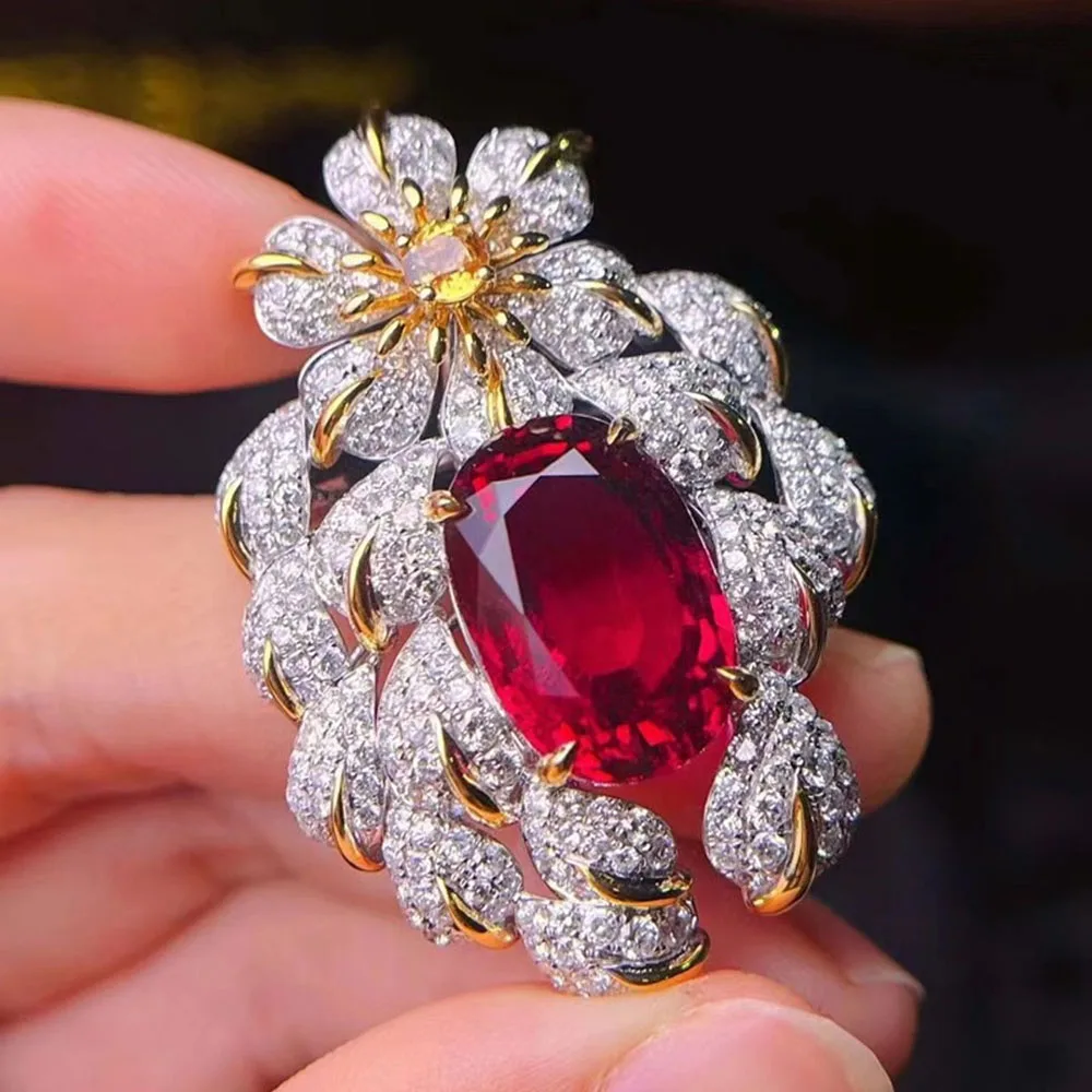 Foydjew Ретро Винтажные Ювелирные изделия оверсайз карат голубь Кровь красная