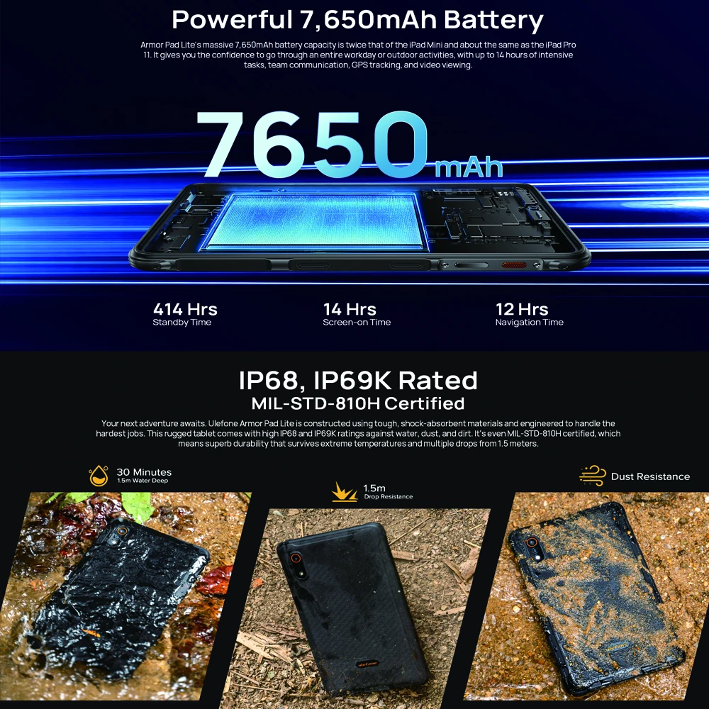 Планшет Ulefone Armor Pad Lite 8&quot 3/32ГБ Wi-Fi+5G Android