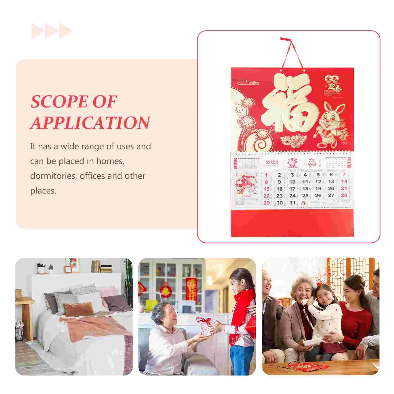 Подвесной календарь на год кролика 2023 декоративное украшение для дома белые