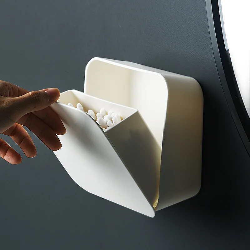 

Japanese-style Seamless Wall-mounted Sealed Dust-proof Bathroom Storage Box Cotton Swab Garbage Bag Tissue Storage Box Storage