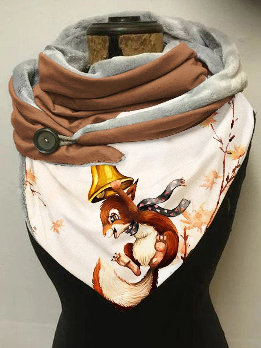 Осенний теплый флисовый Повседневный шарф и шаль из кленовой белки с 3D принтом