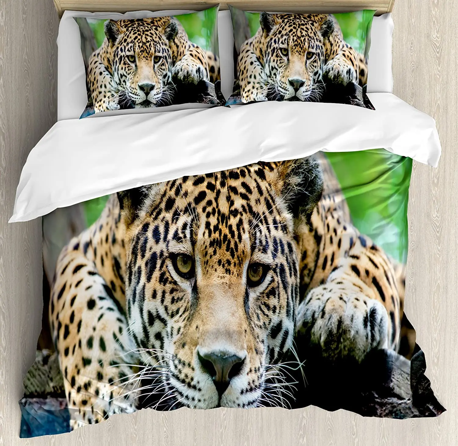 

Jungle Bedding Set For Bedroom Bed Home South American Jaguar Wild Animal Carnivore Endan Duvet Cover Quilt Cover And Pillowcase