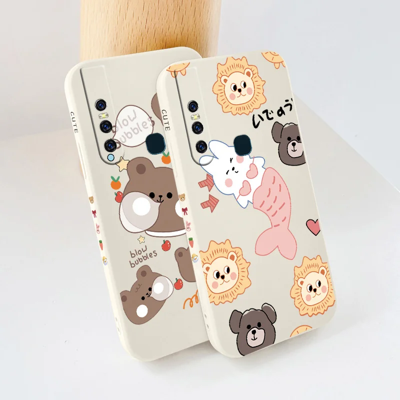 

Cute Bear Silicone Case For VIVO Y20i Y20 Y20S Y12S Y30 Y33S Y12 Y15 Y17 Y19 Y21 Y21S S1 Pro Y91 Y91i Y93 Y95 Soft Phone Case