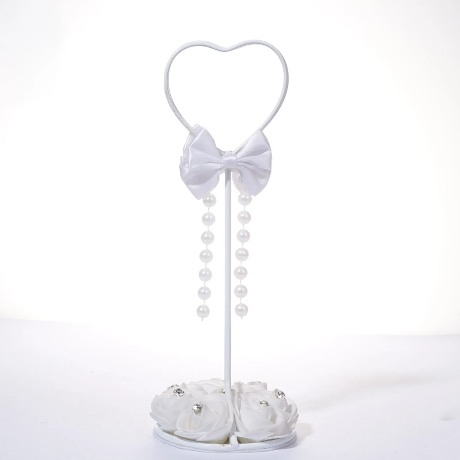 

Держатель для карт, настольная подставка для вывески, подставка из белого железа и ткани в форме сердца, многоразовые подставки для фотографий, милые стильные и элегантные дизайнерские подставки