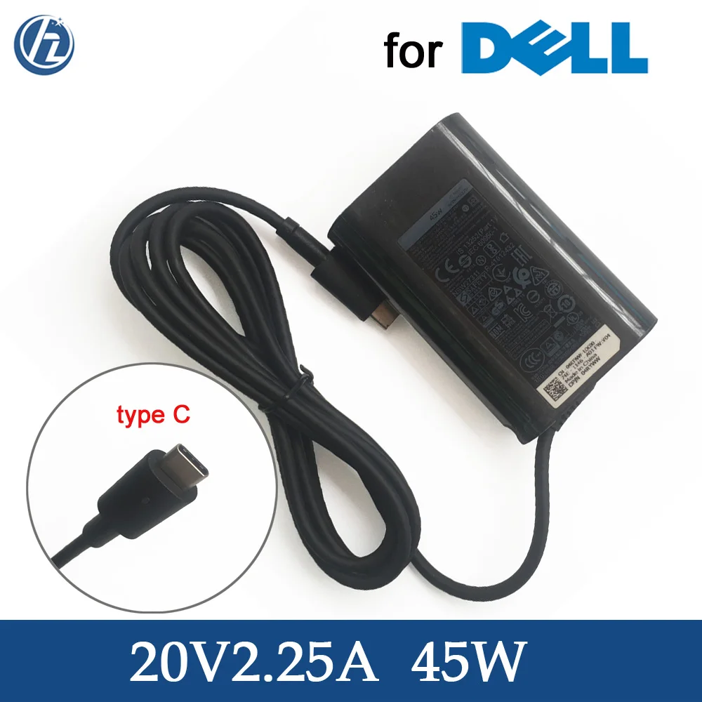 Оригинальное зарядное устройство для ноутбука типа C DELL XPS 12 9250 13 9350 65 Вт USB адаптер