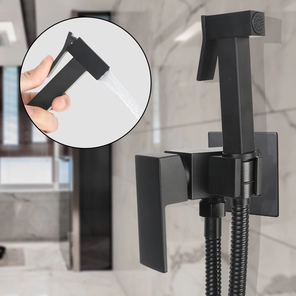 

Bathroom Cold Hot Water Mixer Bidet Faucet Set Crane Square Sprayer Gun Douche Kit Brass Shower Tap Handheld Toilet Faucets