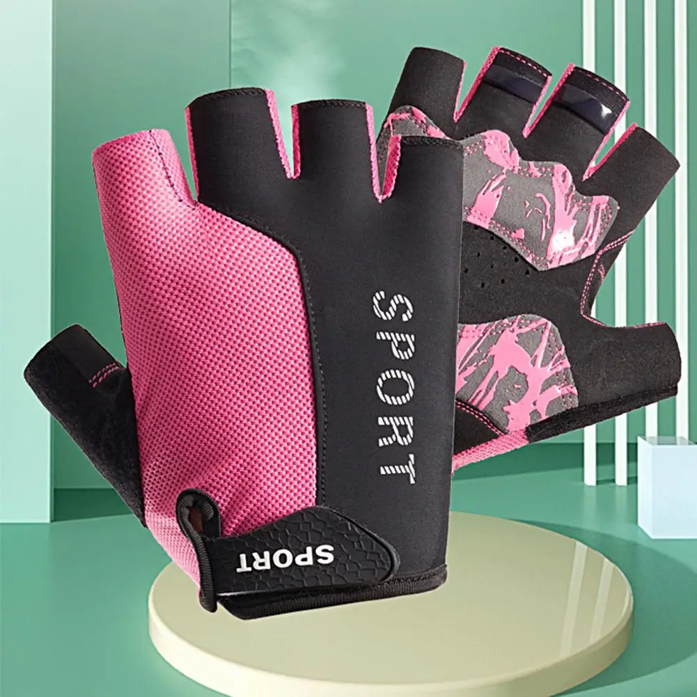 

1 Pair Ridding Gloves Flexible Wear Resistant Sweat Absorbing Half Finger Padded Palm Gloves Sports Gloves for Exercise