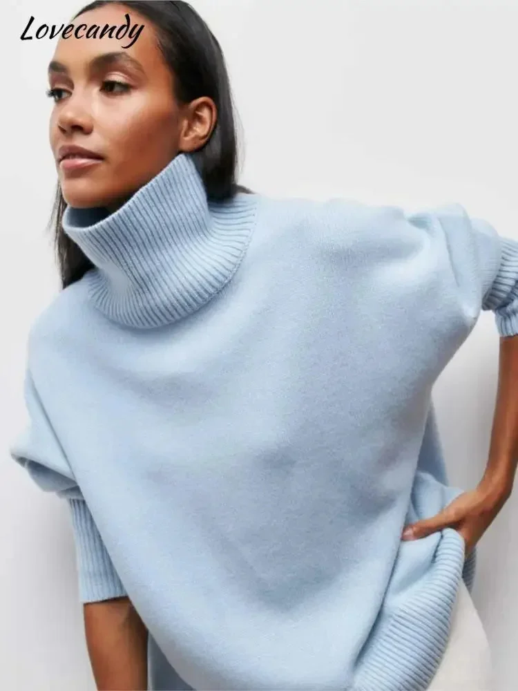 

Свитер с высоким воротником Sid, женские вязаные свитера, плотный теплый Дамский джемпер, вязаное пальто, женская одежда