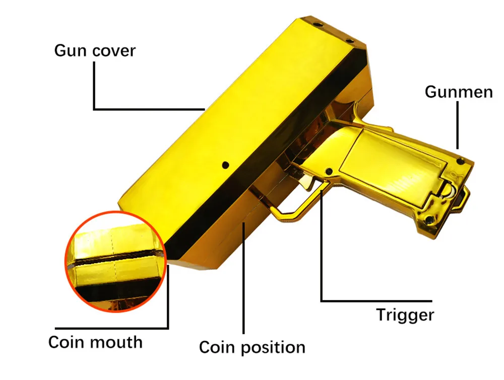 

New Style Raining Money Banknote Gun for Party Carnival Props for Christmas Wedding Birthday Funny Throw Money Super Gun