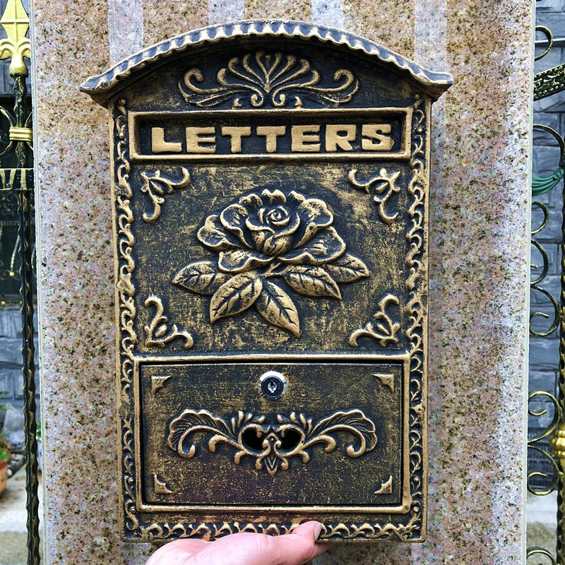

Почтовый ящик для улицы в европейском стиле, алюминиевые подвесные декоративные почтовые ящики бронзового цвета