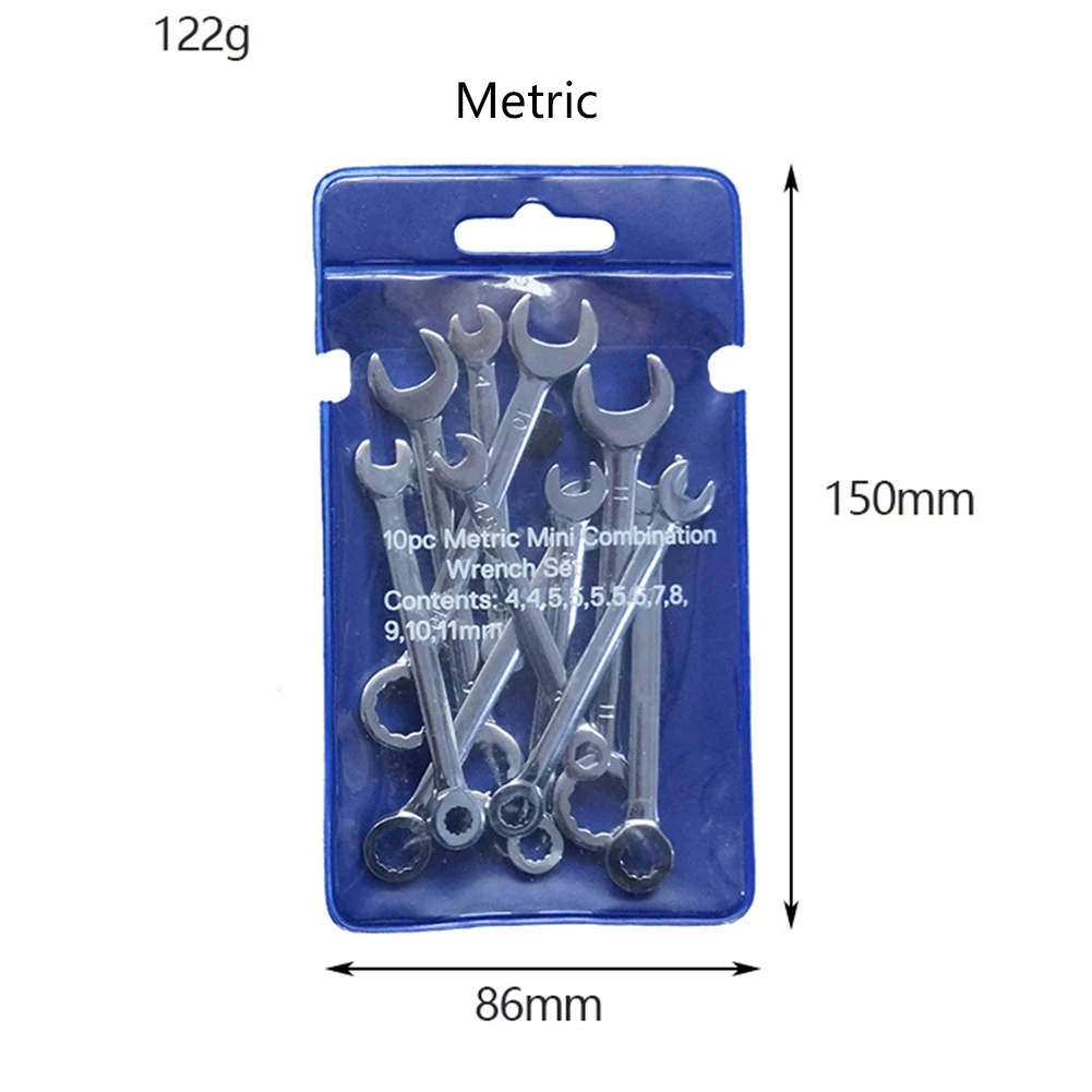 10Pcs Tool Key Ring Spanner Explosion-proof Pocket British/Metric Mini Spanner Wrenches Set Hand Type Wrenches Portable
