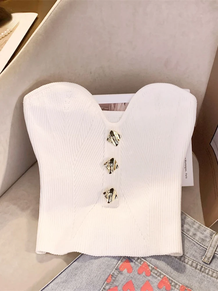 

Укороченные топы, Женская Модная трикотажная безрукавка на бретельках Y2k, одежда, пикантный топ с V-образным вырезом и открытой спиной, однобортный Летний жилет, Майки